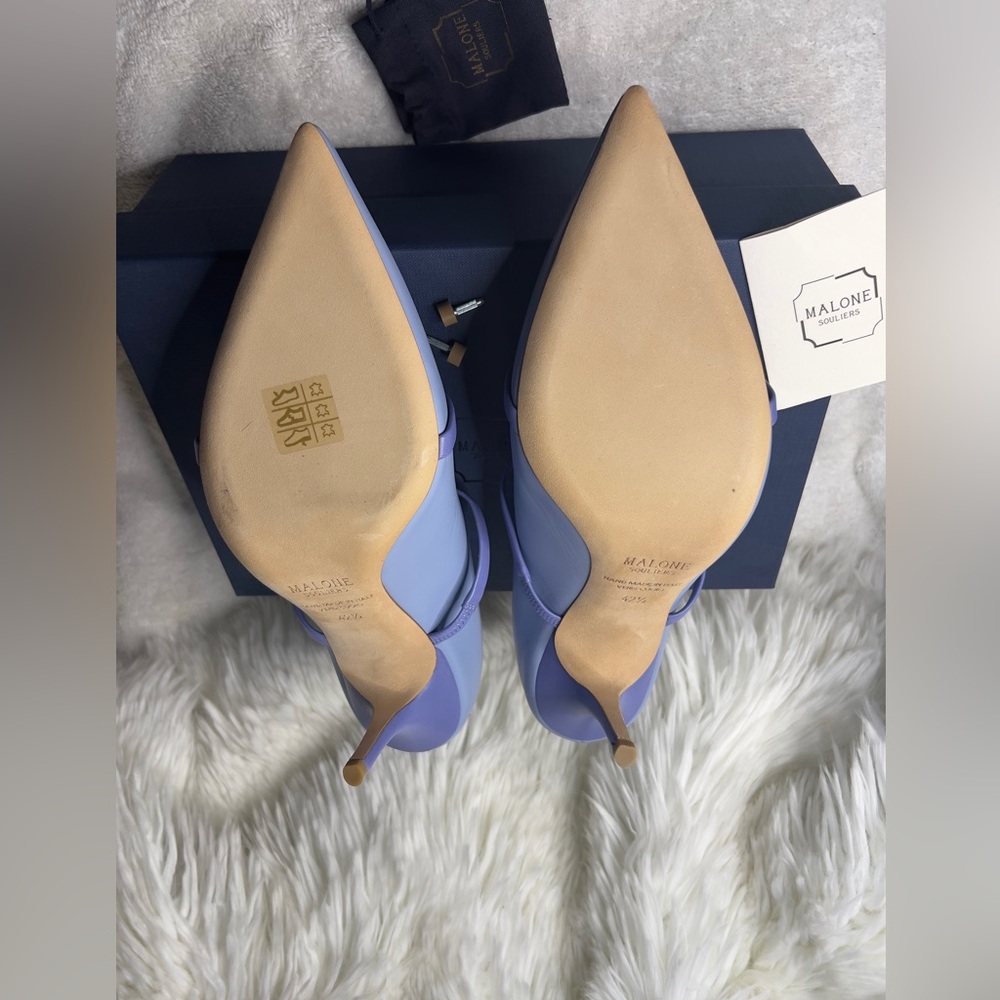 Malone Souliers Maureen Leather Dual-band 70mm Blue Mules Pump SZ 42.5EU/12.5US - Picture 8 of 11